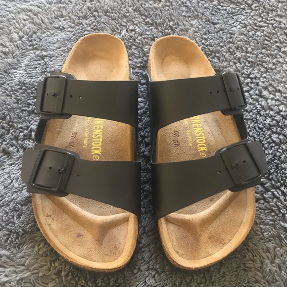 Birkenstock Shoes - Birkenstock Arizona Slide Sandals, Black (Women’s)
